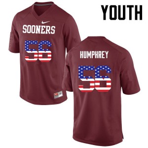 Youth Oklahoma #56 Creed Humphrey Crimson USA Flag Fashion University Jersey 779742-374