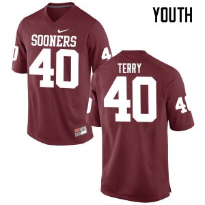 Youth OU Sooners #40 Jon-Michael Terry Crimson Game Embroidery Jerseys 405741-806