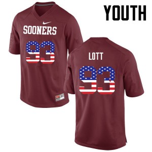 Youth Oklahoma Sooners #93 Tyreece Lott Crimson USA Flag Fashion Stitched Jersey 444908-540