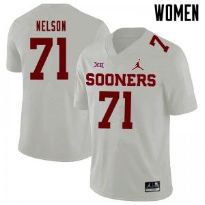 Women's Sooners #71 Noah Nelson White Jordan Brand Football Jerseys 116597-149