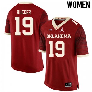 Women's Sooners #19 Ralph Rucker Retro Red Throwback University Jersey 483188-870