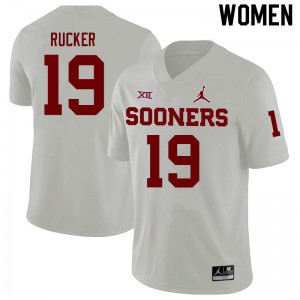 Womens Sooners #19 Ralph Rucker White Stitch Jerseys 298435-783